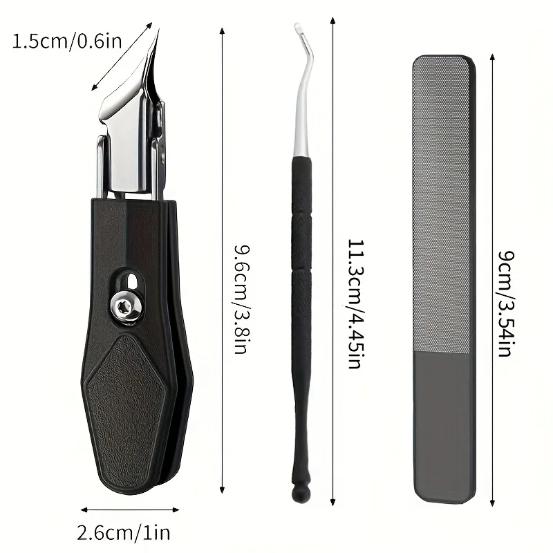 Conjunto de cortador de unhas grosso - 4 em 1 grau podiatra resistente, lâminas de aço inoxidável com alça fácil de segurar, adequado para inwar