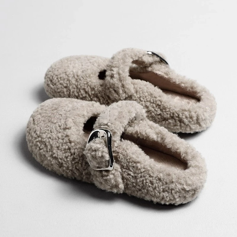 High-heel Platform Slippers for Women, New Style for Autumn and Winter 2026, Suede and Padded Cotton Slippers