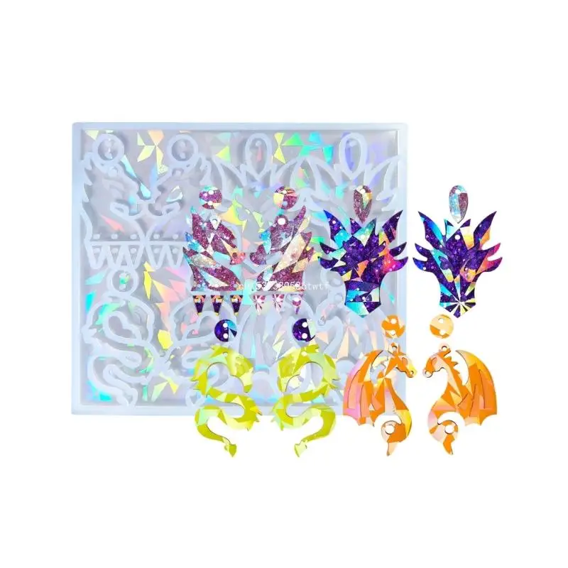 Dragon Earring Resin Mold Rainbow Light Earring Keychain Charm Mold Dropship