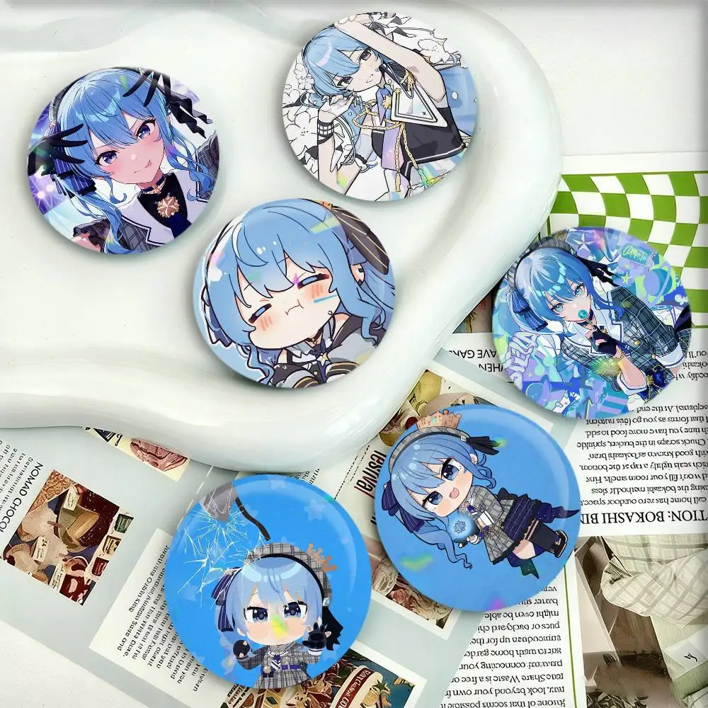 

Hololive VTuber Kawaii Hoshimachi Suisei Badges 25 32 44 58 75 mm Round Fans Collect Friends Gifts Brooch Souvenir