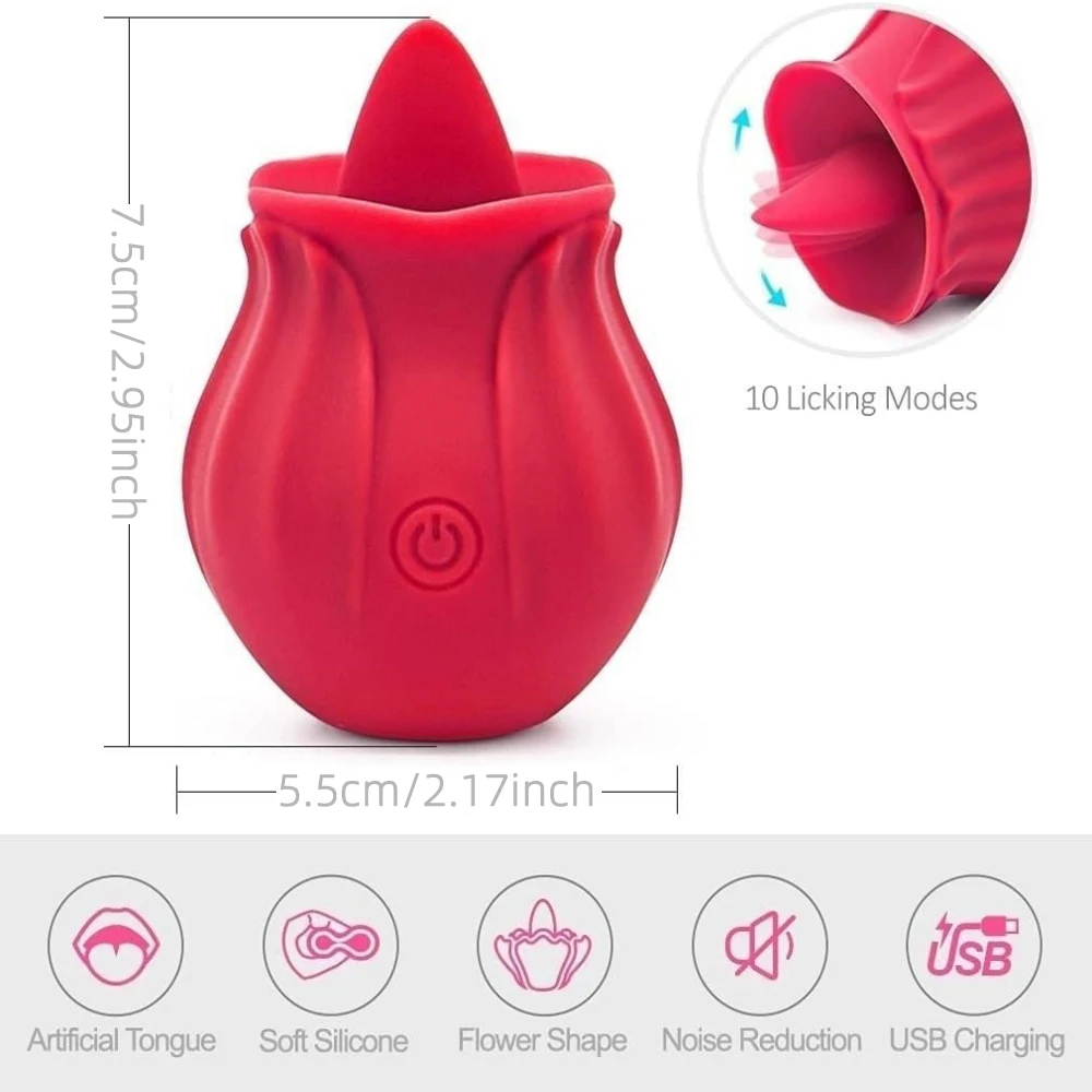 Portable Swing Licking Tongue Rose Vibrator for Women Anal Clit Nipple Massager Clitoris Stimulator Sex Toys for Couples 18+