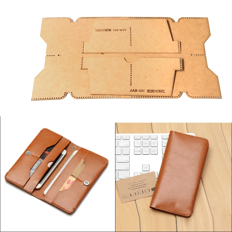 1 Zestaw DIY Szablon z Papieru Kraft na Torebkę Kopertówkę, Składany Portfel, Wzór do Szycia, Wzór do Wyrobów Skórzanych, Szablon 10x19.2cm