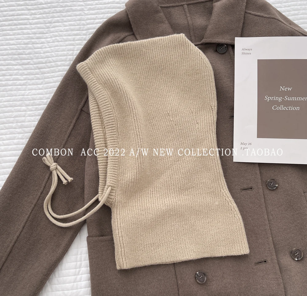Winter-Sturmhaube für Männer und Frauen, Unisex, gestrickte Kapuzenkappen, Outdoor-Wärmer, Kordelzug-Hüte, einteilige Mützen mit Halskragen – Detail 4