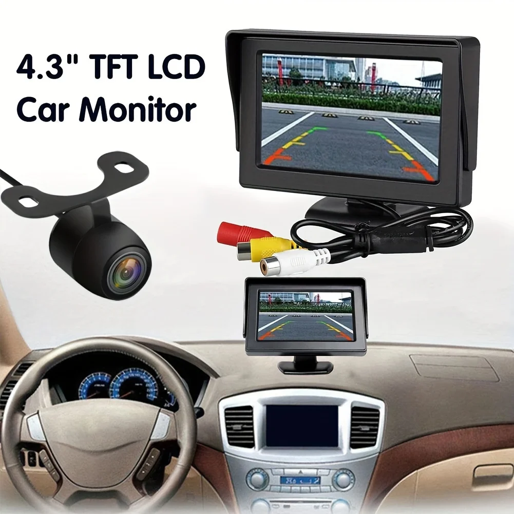 Car Rear View Backup Camera Kit 4.3 inch Monitor with Reverse Camera Parking Assistant for Car Pickup SUV Truck Trailer