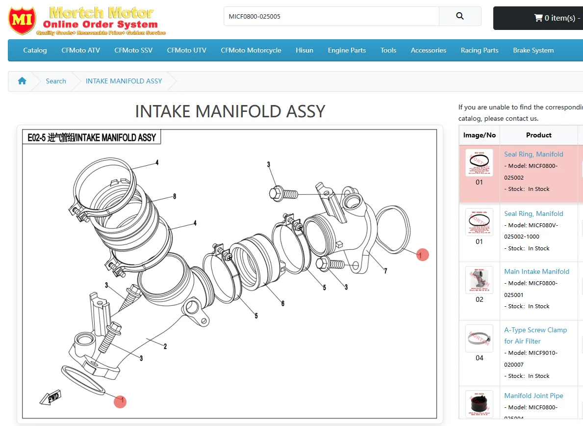Intake Manifold Gasket Manifold Seal Ring for CFmoto CForce UForce ZForce 450 500S 520 500HO 550 600 Touring 625 0800-025002