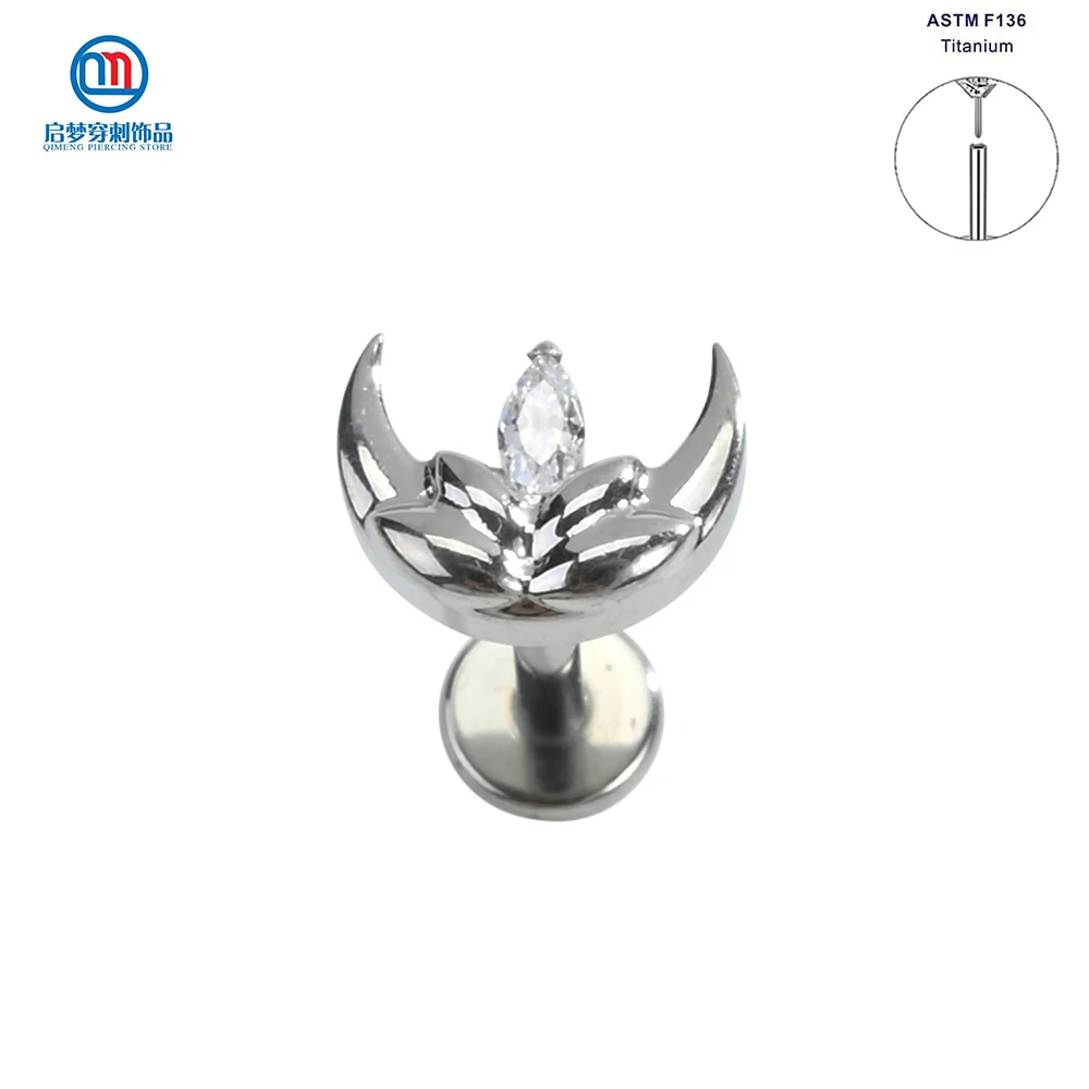 QM ASTM F136 التيتانيوم دفع دبوس Labret القرط الزنمة اللولب ثقب الجسم مجوهرات