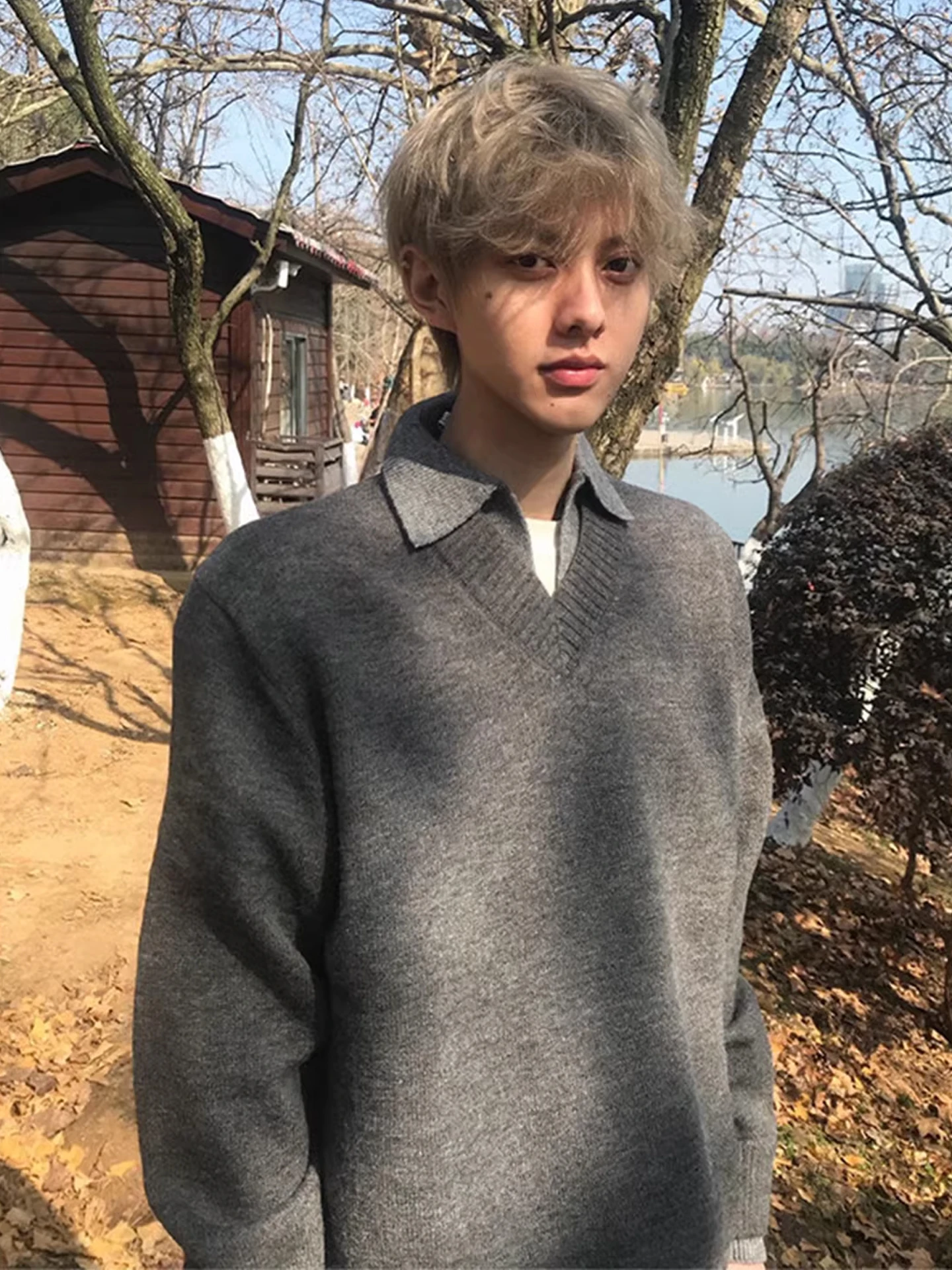 

Американский вязаный свитер с V-образным вырезом для мужчин и женщин, весна-осень, ретро-стиль, для ношения под одеждой, вязаная кофта