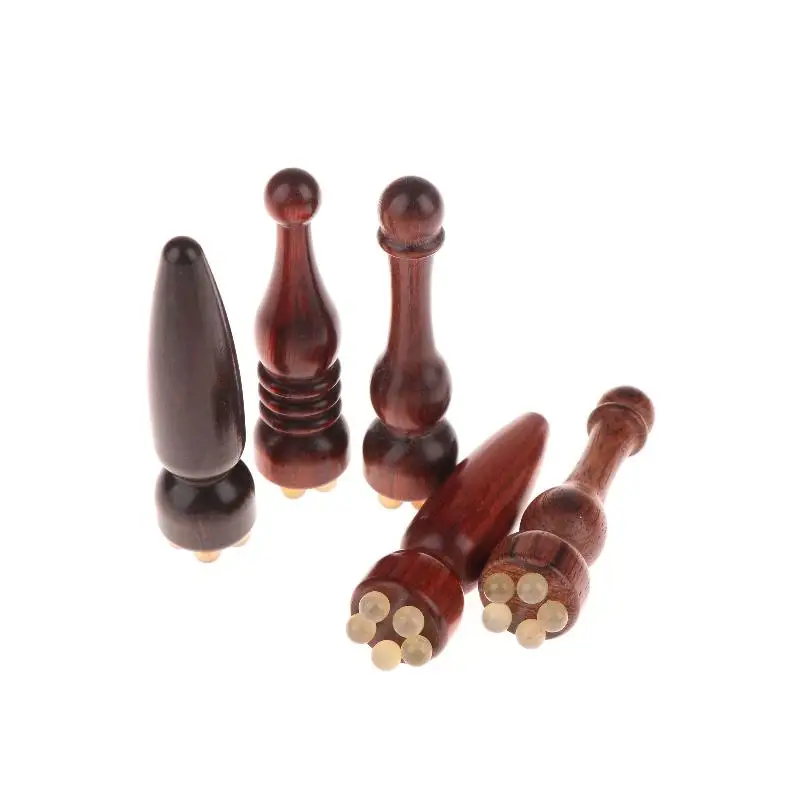 1Pcs Sandalwood Eye Massage Stick Five Beads Lotus Seedpod Face Massage Tools Gua Sha Face Skin Care Massager Reduce Puffiness