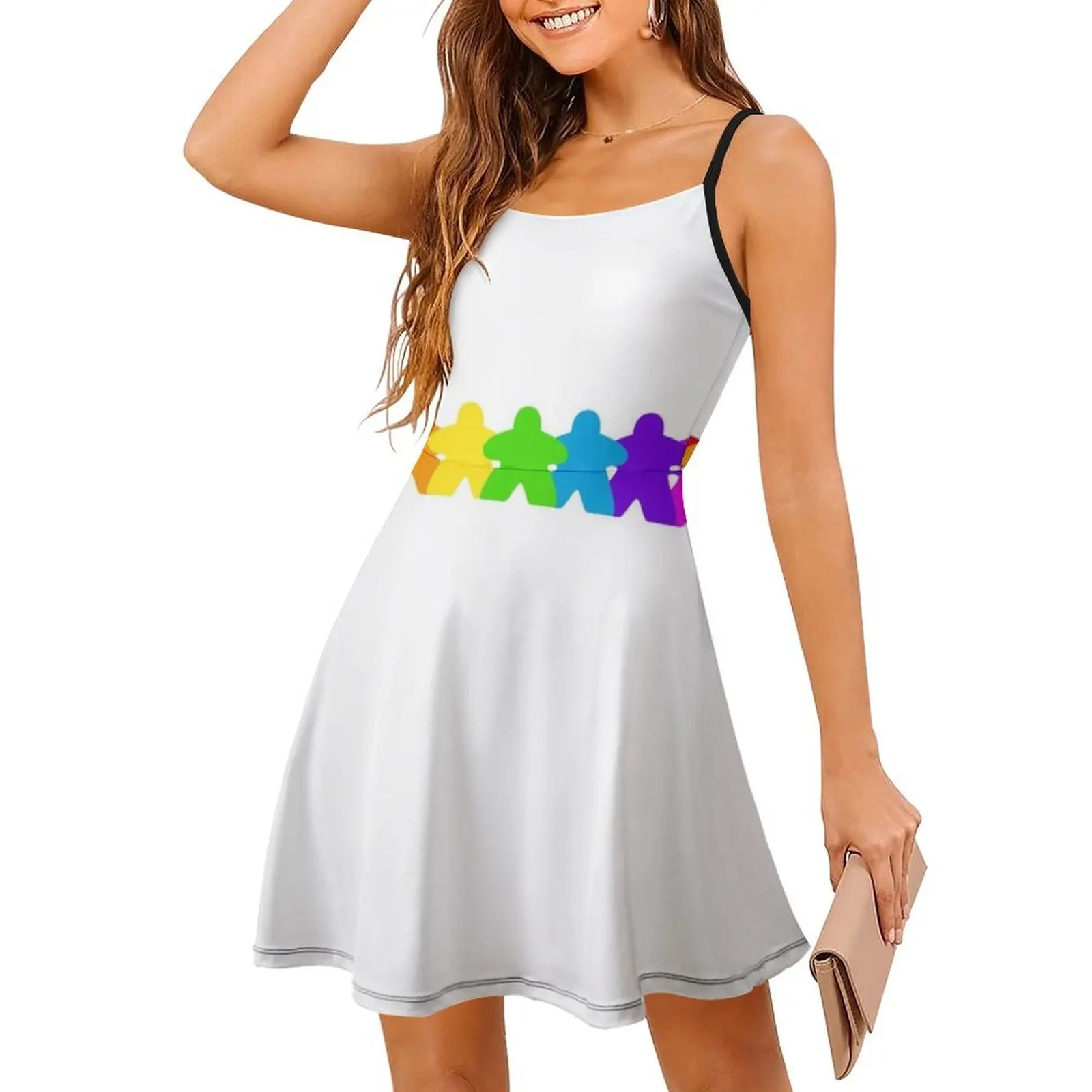 جميع الألوان من فستان Meples-Gaymer Pride بألوان قوس قزح مزين بالزهور للنساء فستان كاجوال للربيع والصيف للحفلات بألوان قوس قزح