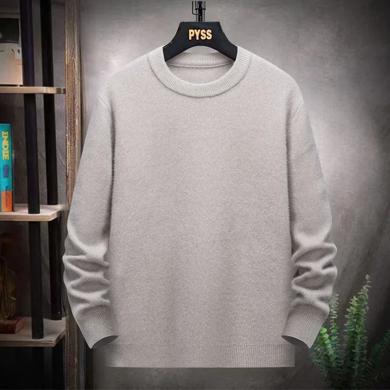 Plus Size Men's Sweater Wool Warm Pullovers O-Neck Knit Winter Fit Tops Male Thick Knitwear Mens Bottoming Shirt 8XL 7XL 6XL 5XL