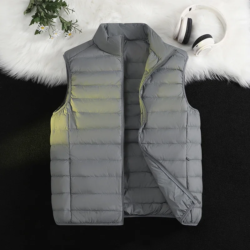 Winter Men's Down Cotton Vests Thiened Casual Outerwear Autumn Warm Large Size Vest Zipper Closure Color Faionable Coats