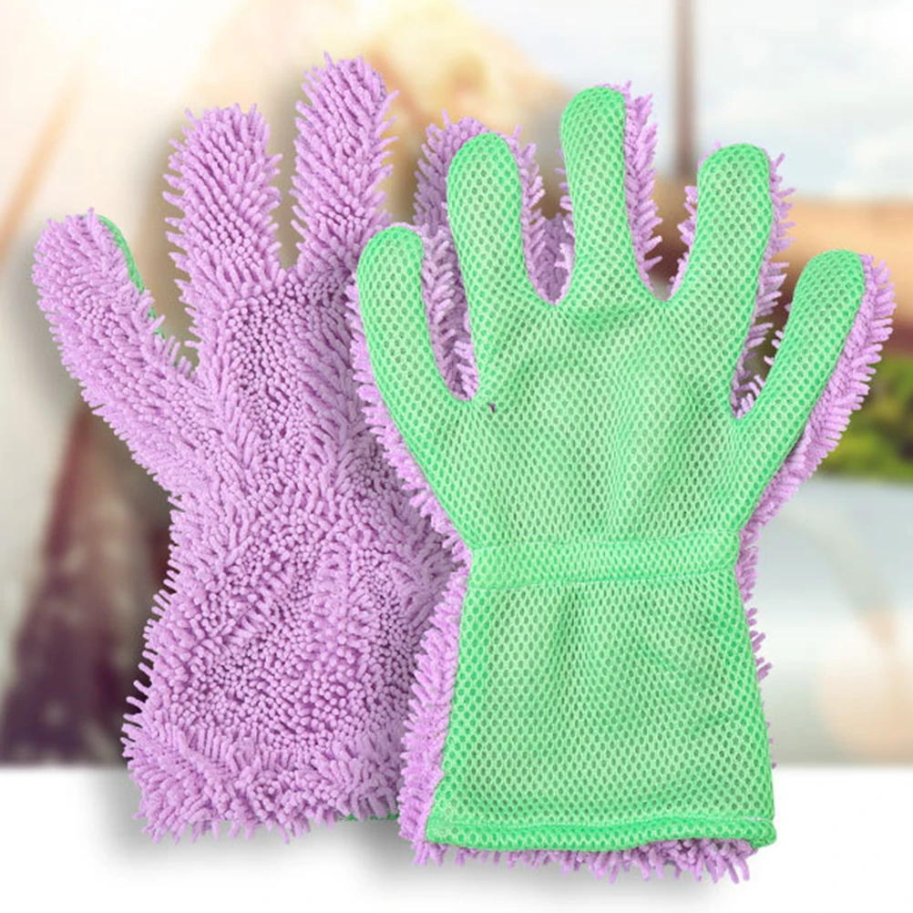 

Double Sided Microfiber Car Wash Gloves Five Finger Design Strong Detergency Precision Mesh Shrinking Elastic Wearable Durable