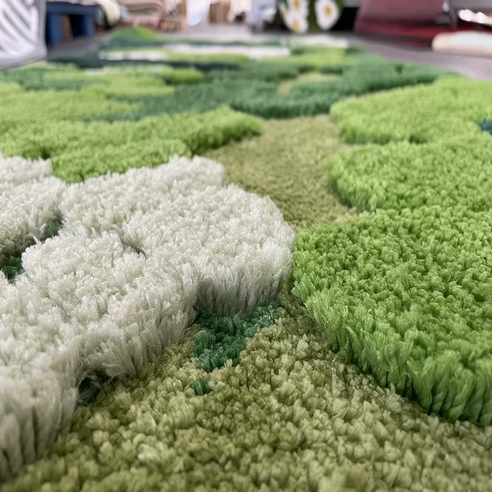 Cashmere Long Hair Moss Rug Soft Non-Slip Floor Mat for Bedroom Living Room