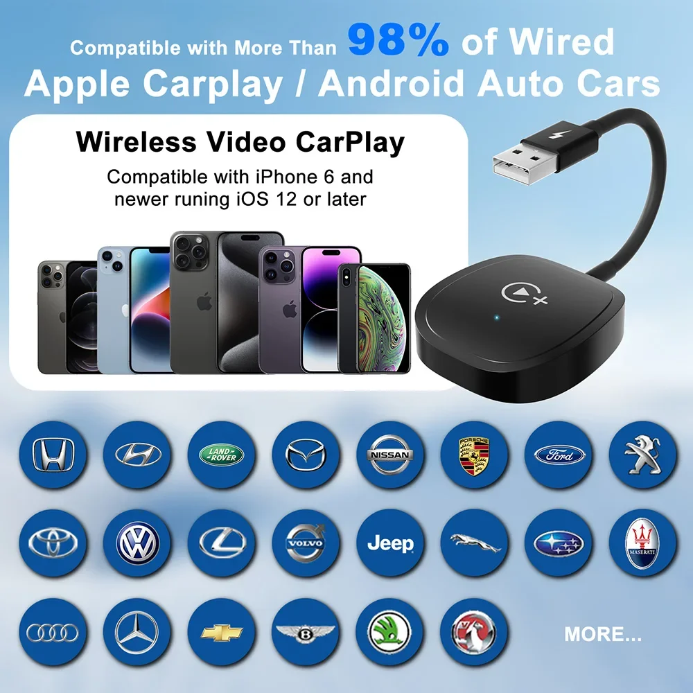 محول Carplay اللاسلكي يوتيوب Netflix Tiktok APP Player اللاسلكي aple Carplay Video Dongle سلكي إلى صندوق CarPlay AI اللاسلكي