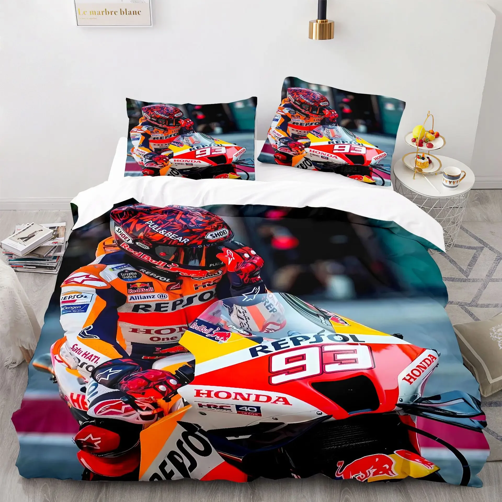 Marquez 93 Zestaw pościeli Poszwa na kołdrę Twin Full Queen King 3D Print Marc Marquez 93 Poszwa na kołdrę z poszewkami na poduszki do dekoracji