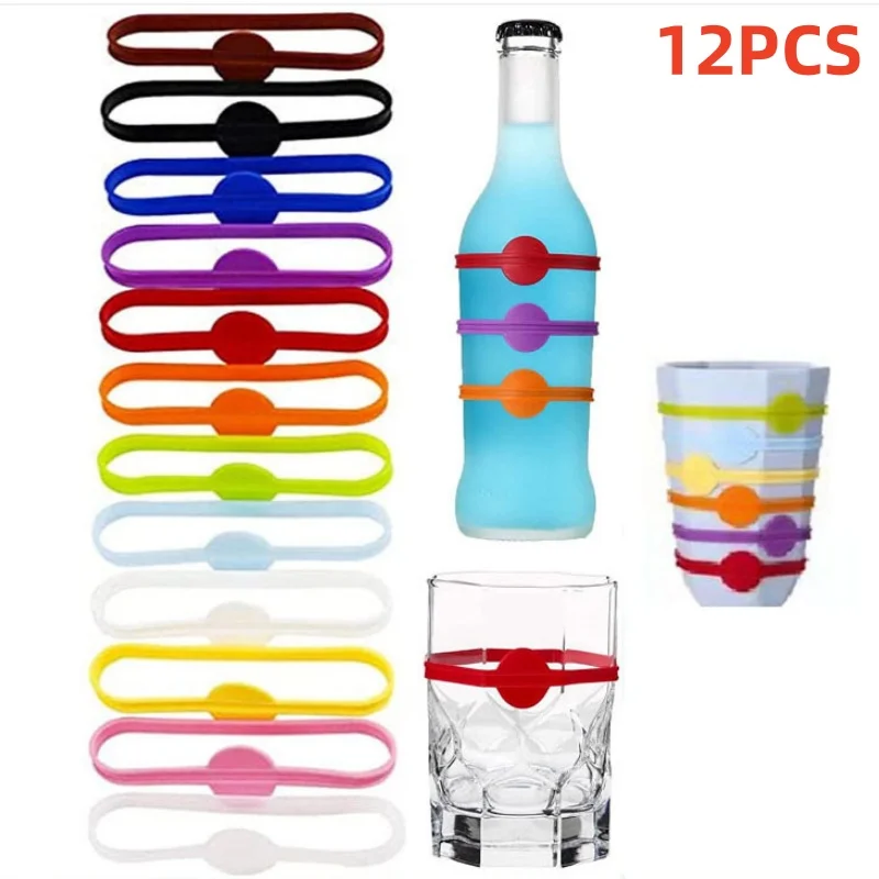 12-48PCS Silicone Wine Cup Glass Markers Party Goblet Wine Drinking Cup Marking Tags For Home Bar Kitchen Tool Accessories