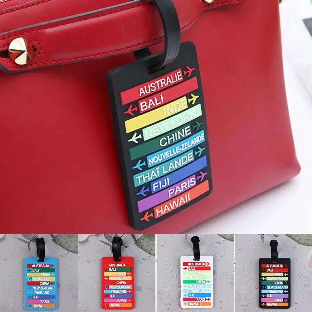 Fashion Country Name Suitcase Luggage Tag PVC Boarding Tag Baggage Label Letters Address Holder Travel Accessories Name ID Tag