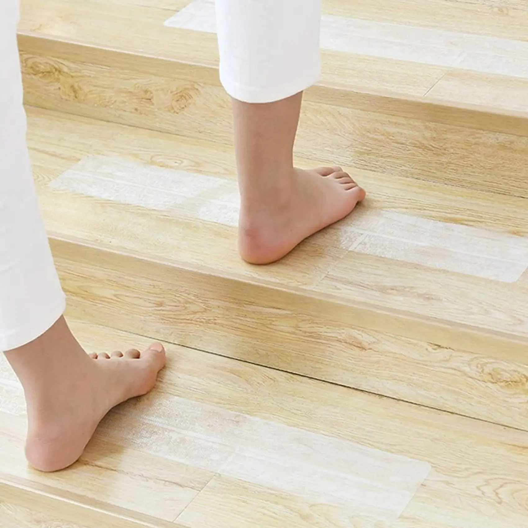 A84X-2X Transparent Non-Slip Stair Treads Tape For Wooden Steps 4X24inch 15 Count Clear Safety Anti Slip Stair Grips