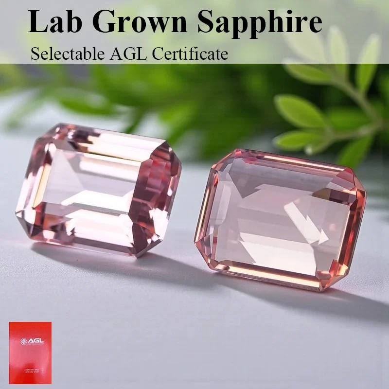 

Emeralds Cut Lab Grown Sapphire Sunrise Pink Gemstone Bead DIY Charms Jewelry Rings Earring Making Selectable AGL Certificate