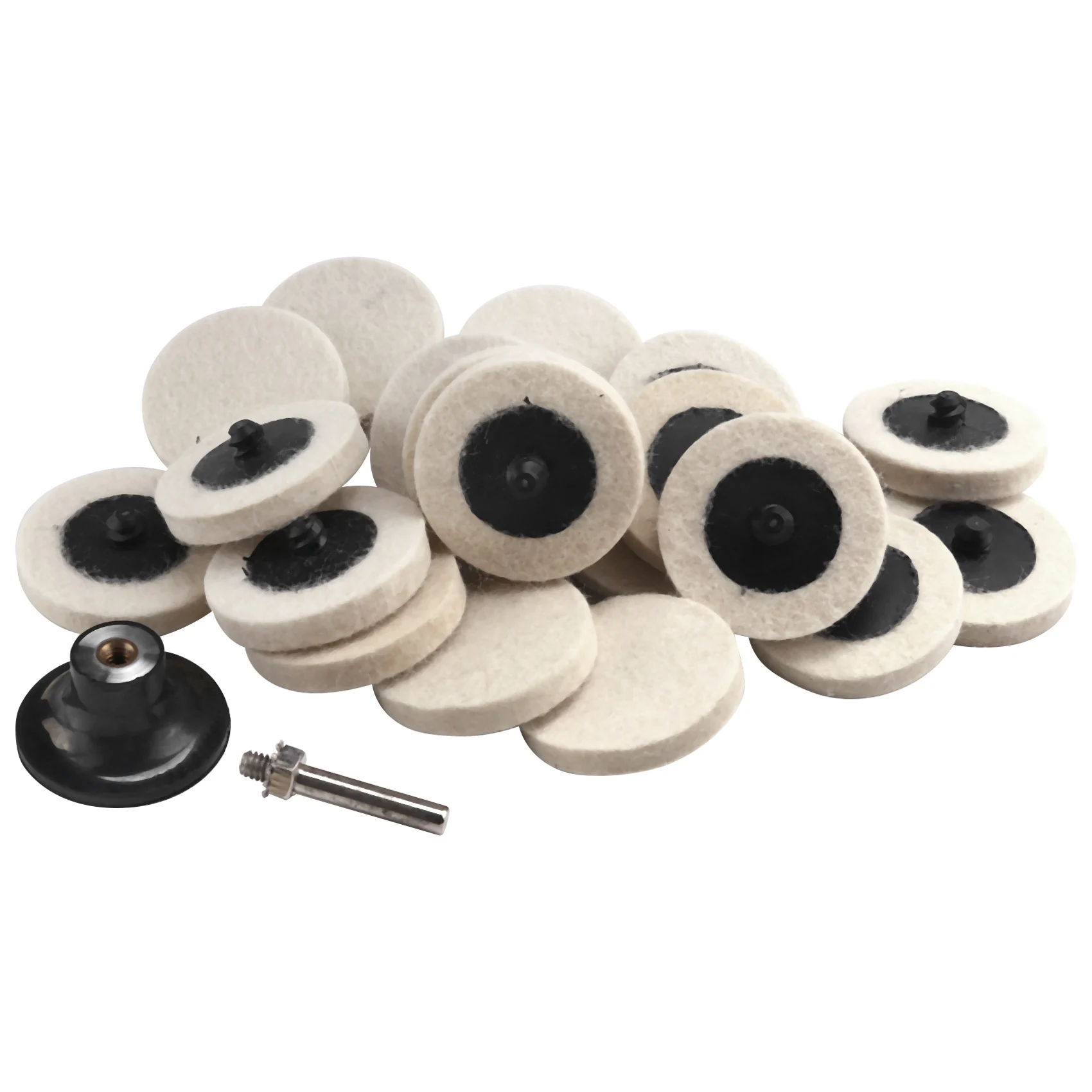 

20Pcs 2 inch Compressed Artificial Wool Fabric Qc Disc Polishing Buffing Pads Wheels With 1Pcs 2 inch Disc Pad Holder With 1/