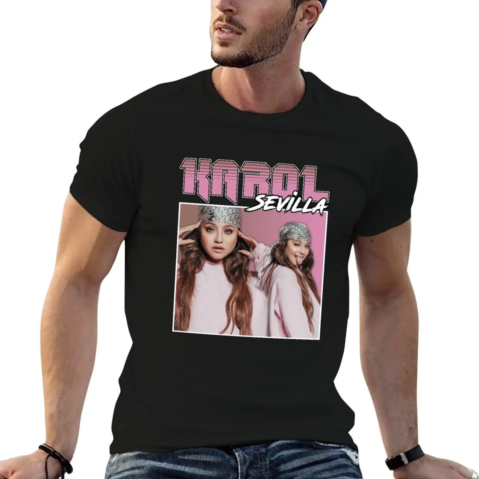 Camiseta Karol Sevilla de diseño retro para hombre, camisetas de alta calidad de marca de lujo, camisetas estampadas para hombre, camisetas para hombre.
