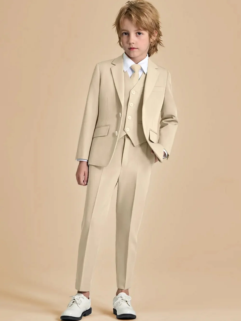 Hot Sale Kids Suit Set 3 Pieces Wedding Ring Bearer Outfit Autumn Comfortable Long Sleeved Suits Elegant Formal Party Tuxedo