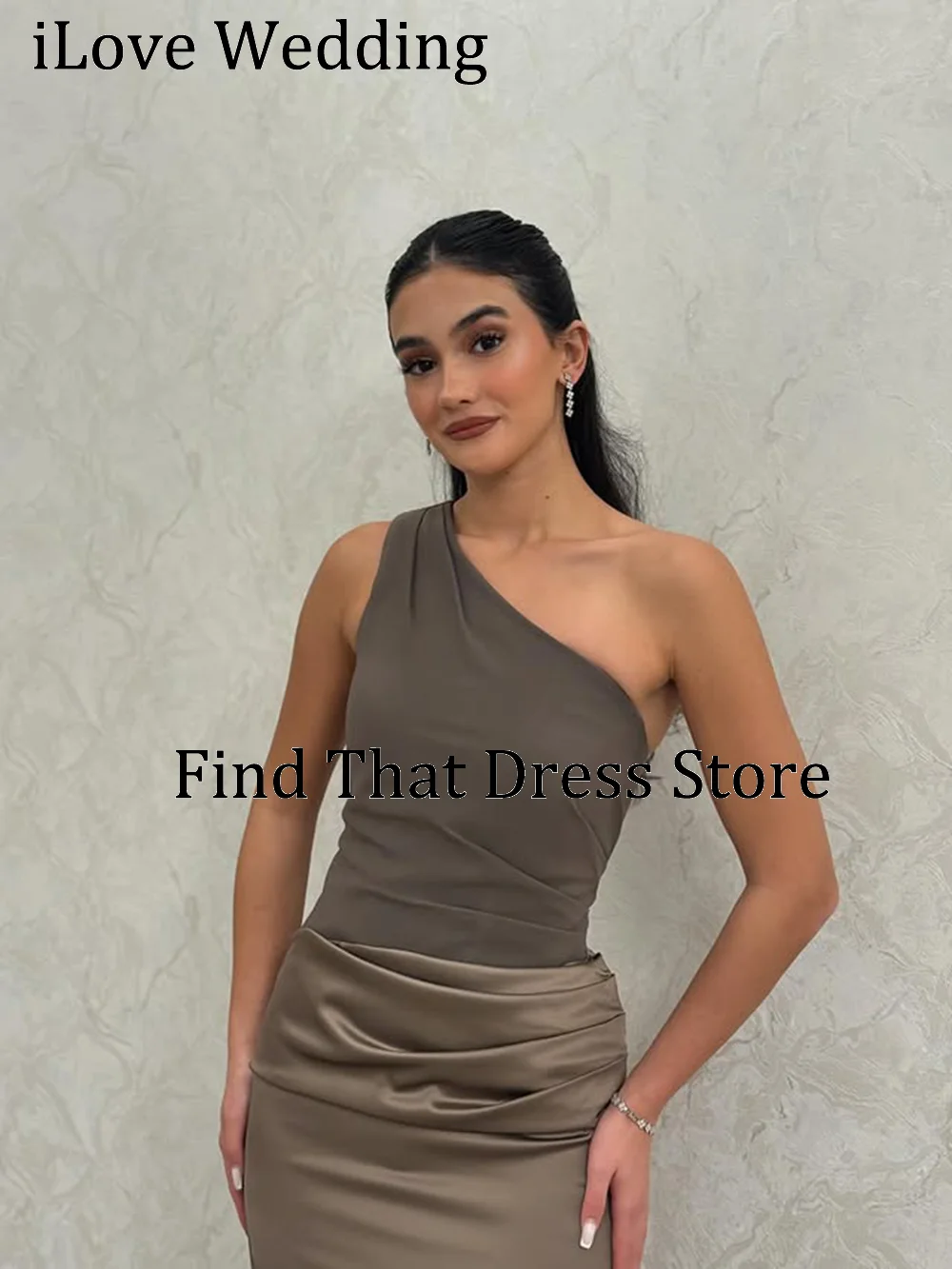 Bridal Simple One Shoulder Pleated Formal Evening Dress Sheath Prom Party Gown Custom Made with Train Vestidos de novia