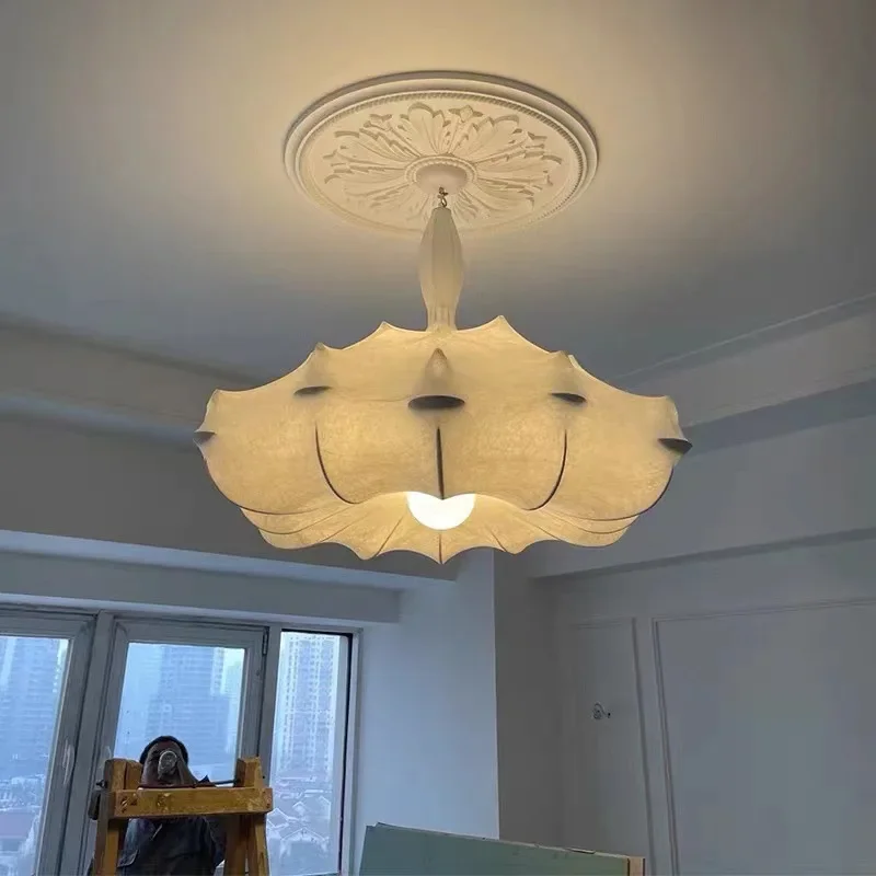 

French cream style living room chandelier household eye protection silk airship lamp modern simple bedroom Italian dining room