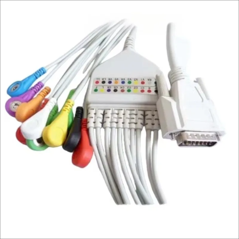 Compatible with EKG ECG Cable 10 Leads Din3.0 Banana 4.0 2.5M White