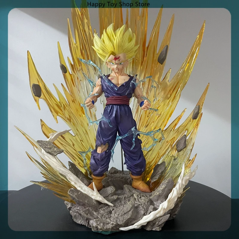 38cm Dragon Ball Son Gofan Blast Wave Scene Anime Figure Model Gk Statue Boys Collection Desktop Decoration Ornament Toys Gifts