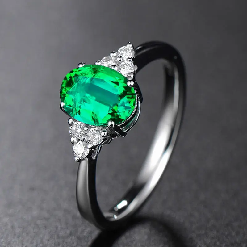 925 Sterling Silve Gorgeous Shiny Green Zircon Stone Ring For Women Engagement Wedding Luxury High Quality Fine Jewelry