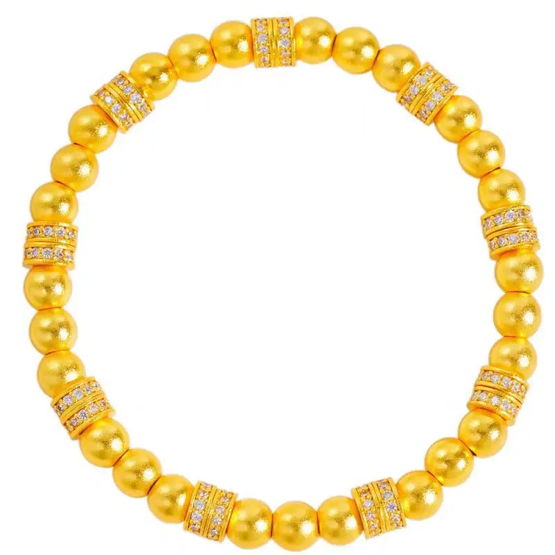 

Genuine 18K Gold Color Bead Bracelet for Women Elegant Gold Color Zircon Bangle Bracelet Fine Jewelry Gifts Not Fade