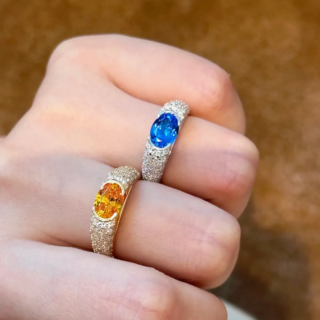 Luxury Full Paved Sparkling Zircon Women's Ring Dazzling Gold/Silver Color Geometry Daily Wear Party Jewelry Anniversary Gift