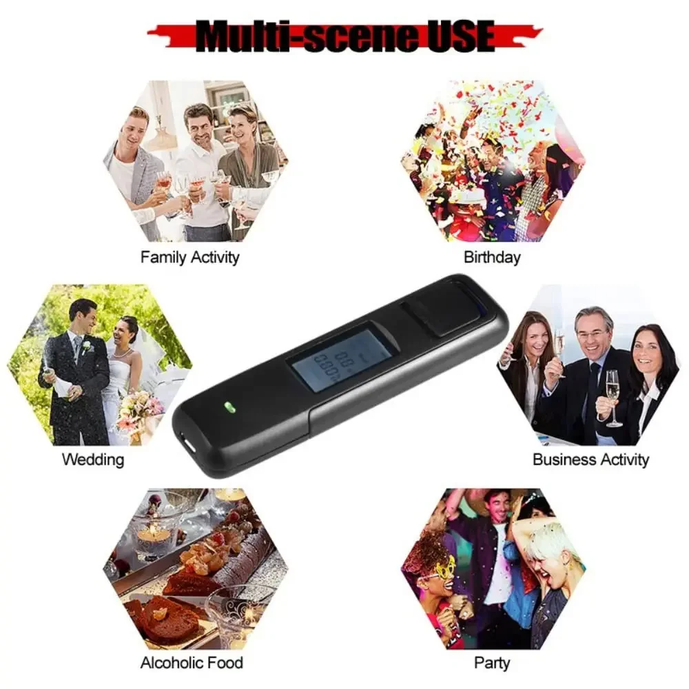 2024 Etilometro senza contatto con schermo di visualizzazione digitale Analizzatore di etilometro ricaricabile USB Etilometro ad alta precisione