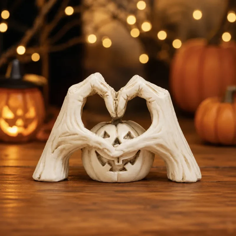 Faux Ceramic Pumpkin Halloween Table Mantel Porch Party Home Decoration Scene Display Prop Ornament White Centerpiece Shelf