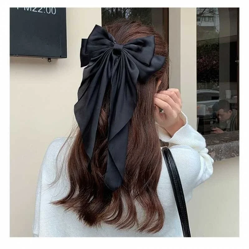 Retro Exaggerate Large Long Tassel Bow Headwear Hair Clip for Women Girl Cute Sweet Spring Clip Hair Accessories Gift Wholesale