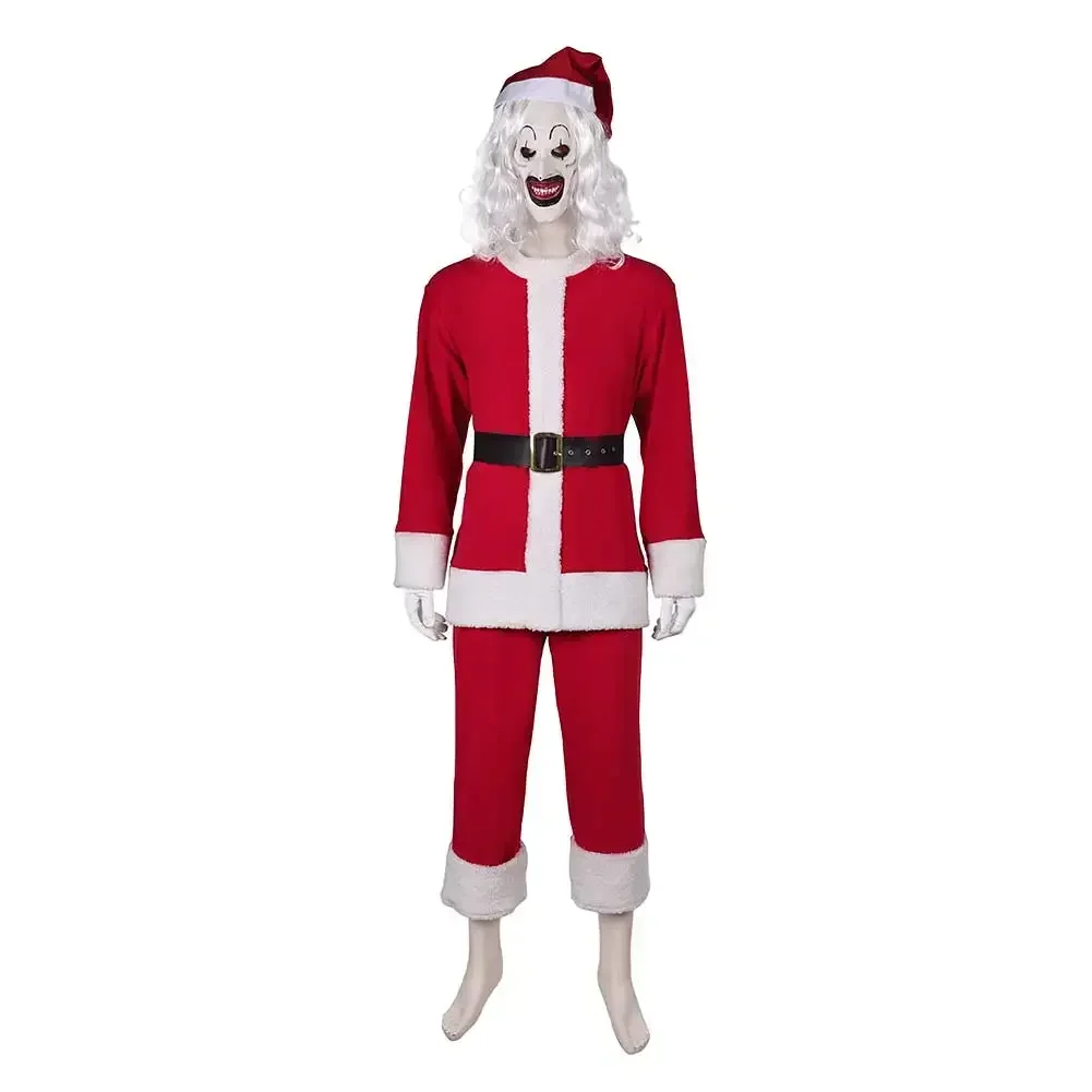 Kwade Clown van The Abyss 3cos Horror Halloween Toneelkostuum Spookachtige Witte Pruik Gruesome Horror Masker Cosplay Nachtmerrie