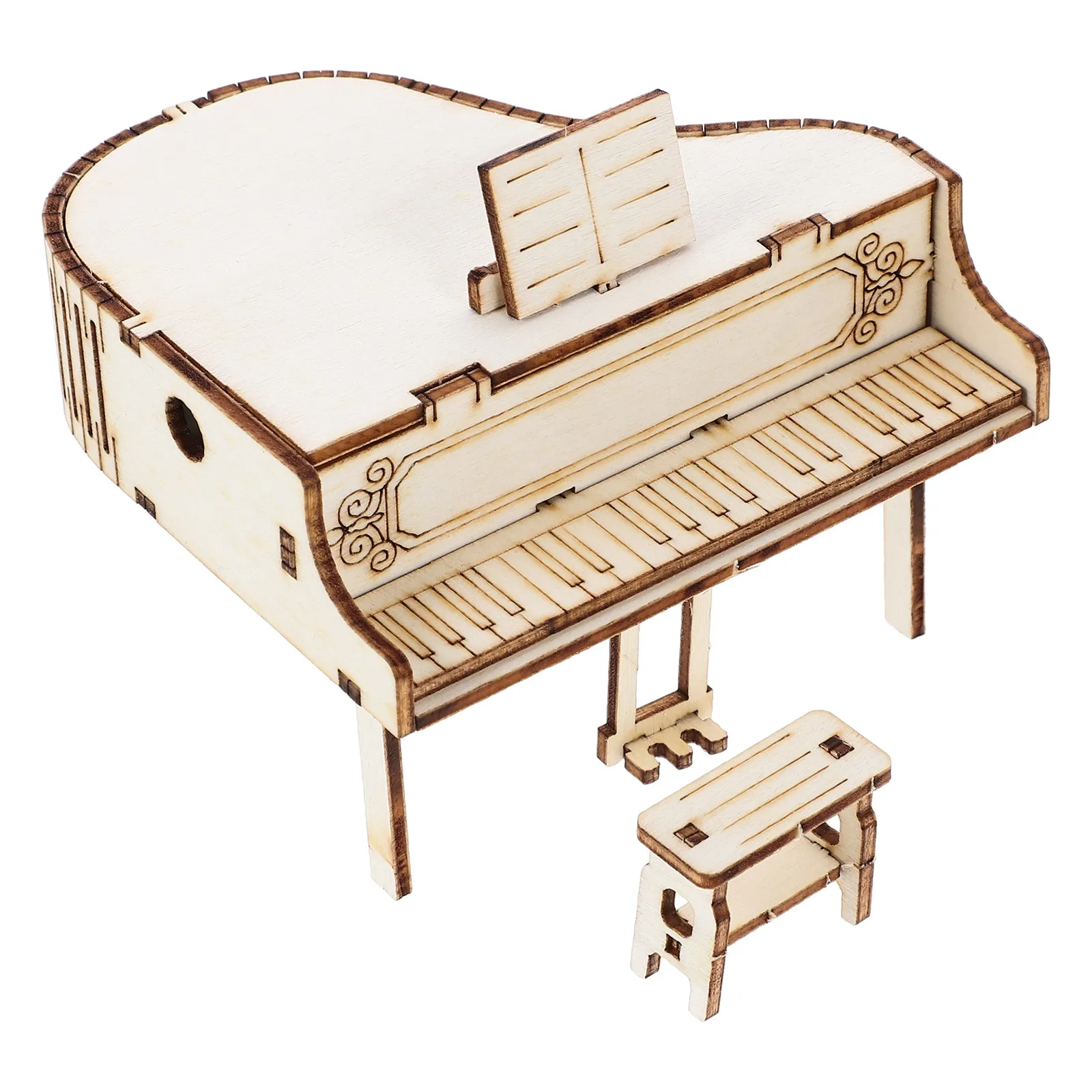 

DIY Piano Shaped Wooden Music Box Kit Craft Assembly Desktop Decor Home Centerpiece Living Room Office Table Decoration Engraved