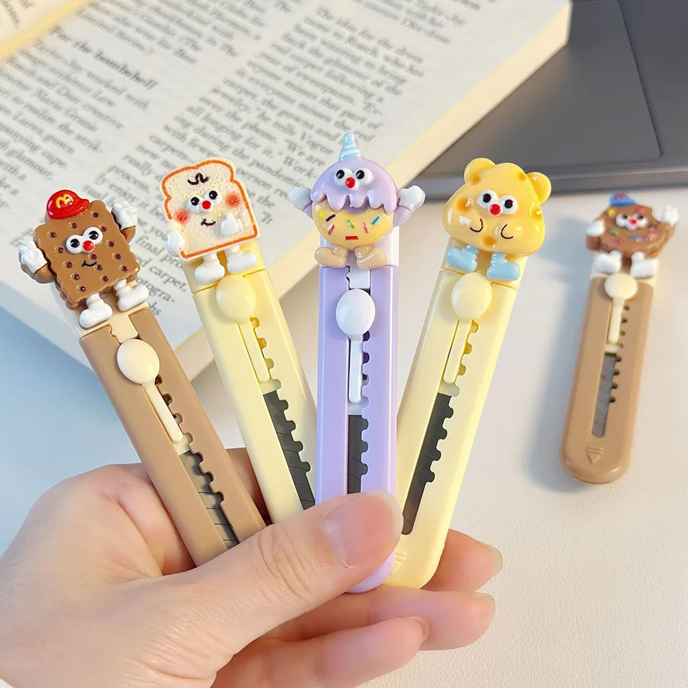 1 Pcs Cute Cartoon Alloy Mini Portalble Utility Knife Cutter Letter Envelope Opener Mail Knife School Office Supplies