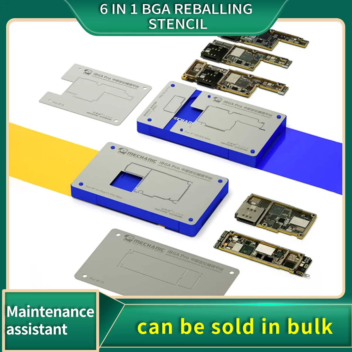 BGA Reballing Stencil Plant Tin Platform 6 IN 1 for iPhone X XS MAX 11Pro Logic Board Mainboard Middle Layer Board Rework Tool