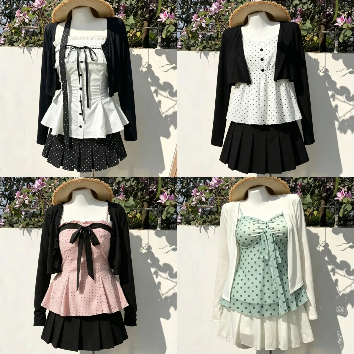 Elegant Summer Sweet Lolita 2 Piece Set Women Black Short Cardigan Sleeveless Slim Fit Vest Cute Slim Tops Japanese Subculture