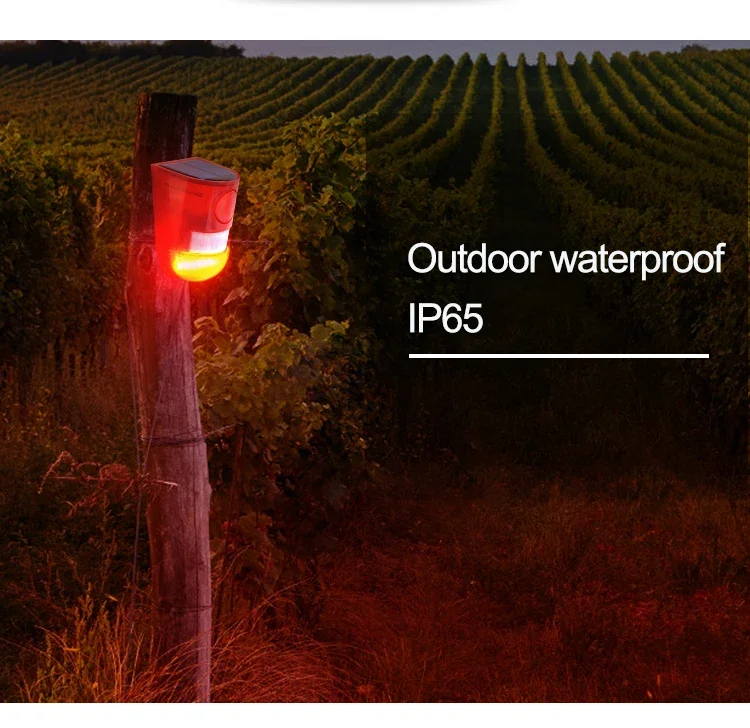 Motion sensor detector solar infrared Siren Strobe alarm system waterproof 120dB suitable for home outdoor safety