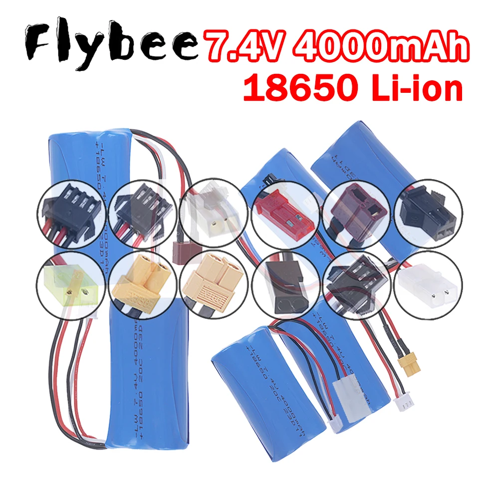 2026 NEW 2S 4000mAh 18650 7.4V Rechargeable Battery T SM JST Plug for Remote control Cars Off-road Vehicle High-speed Car Boats