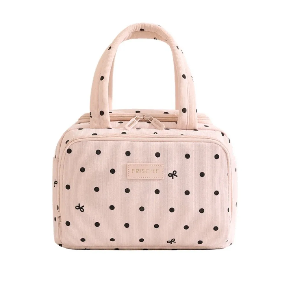 Portable Insulated Lunch Bag Large Capacity Polyester Lunch Pack Handheld Style Double Handles Thermal Lunch Tote School Meals