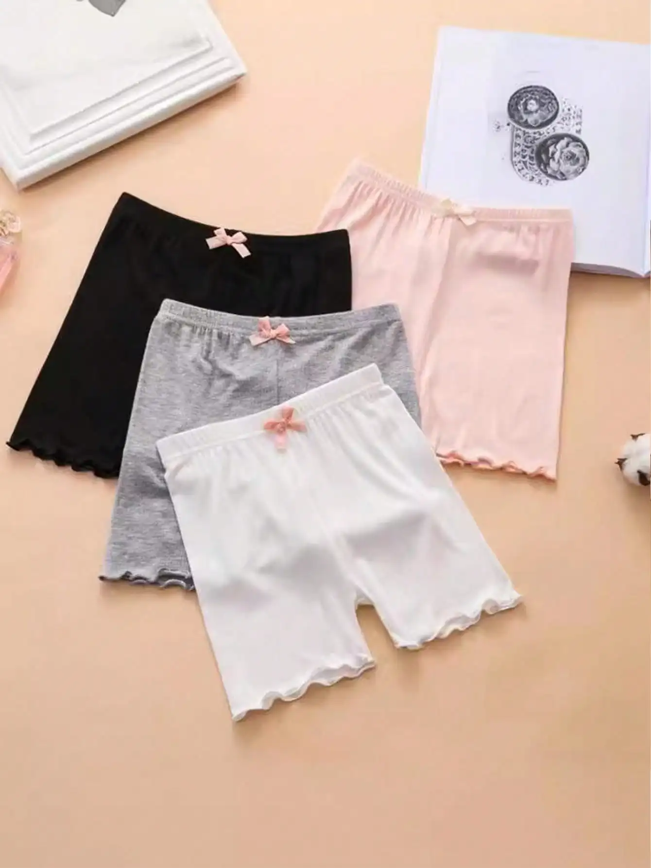 4-Pack Summer Girl Safety Pants for Kids, Genuine Anti-Slip Thin Style Children's Leggings