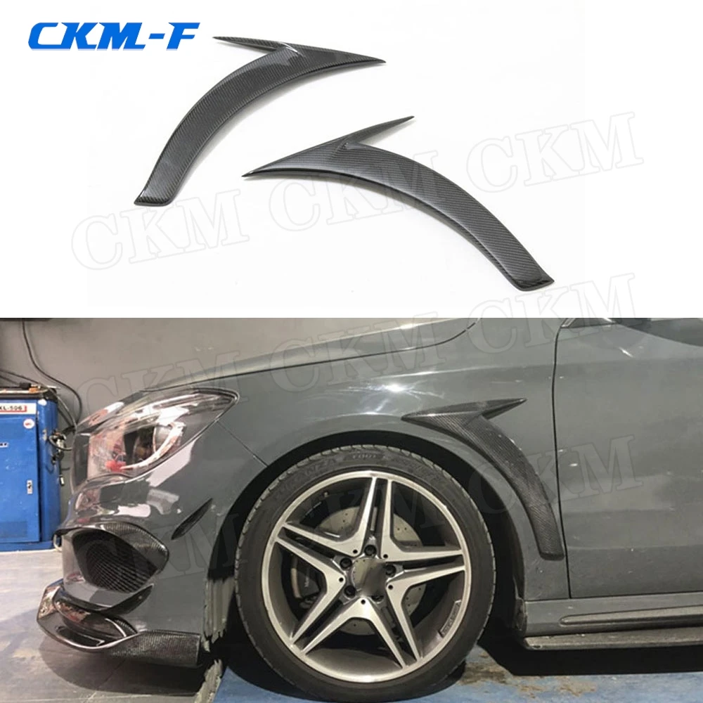 แผ่นบังโคลนหน้าคาร์บอนไฟเบอร์สำหรับรถ Benz CLA Class CLA180 W117 CLA200 CLA250 2013-2019สติ๊กเกอร์ตกแต่ง