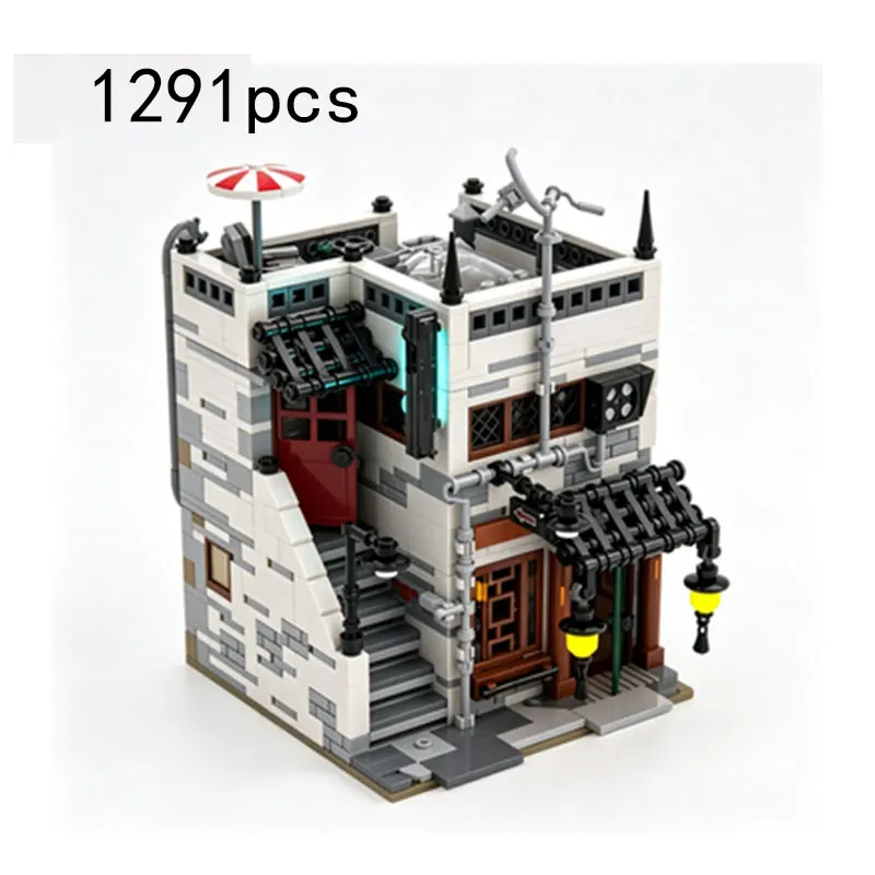 

MOC1291PCS Tattoo shop, traditional Chinese medicine shop, small particle building block street scene, building, shop model toy