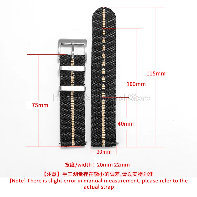 قسط طبقة مزدوجة المنسوجة النايلون قماش حزام ساعة اليد 20 22 مللي متر دائم مقاوم للماء قوي ل تيودور تيسو الأسود الغواصة DW كاسيو