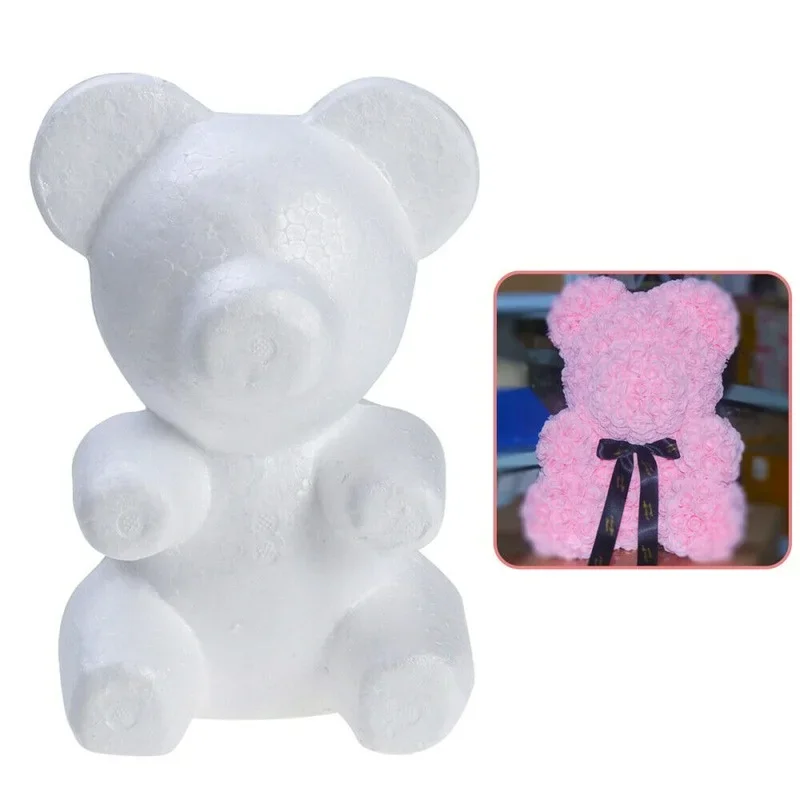 20CM White Polystyrene Styrofoam Bear Mold Foam Bear DIY Rose Bear Mould Delicate Mold For Wedding Valentine's Day Gift