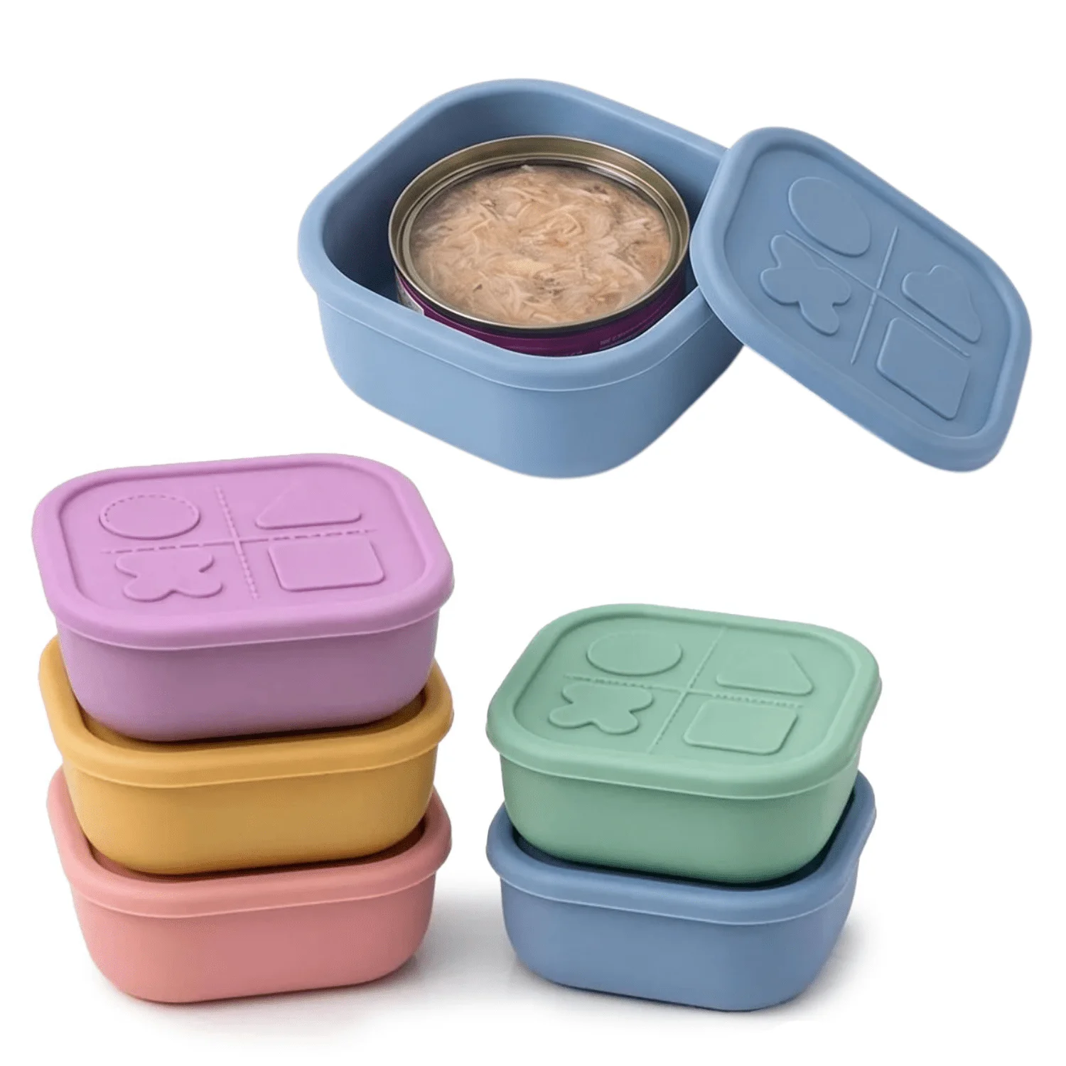 Cat and dog food storage box, canned pet food sealed silicone sealer, reusable wet food storage box lid